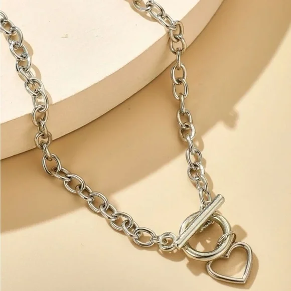Silver 3/$30 Heart Toggle Chain Necklace - Picture 2 of 2
